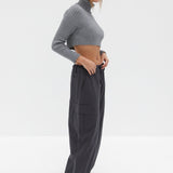 Chunky Knit Crop Skivvy - Grey