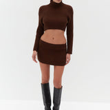 Chunky Knit Crop Skivvy - Brown