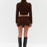 Chunky Knit Mini Skirt - Brown