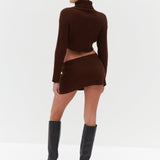 Chunky Knit Crop Skivvy - Brown