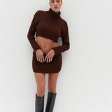 Chunky Knit Crop Skivvy - Brown