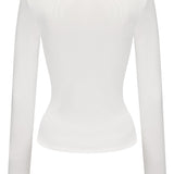 Everyday V Neck Long Sleeve Top - White