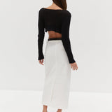 Belted Midi Skirt - White