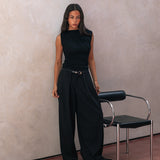 Draped Asymmetric Tank - Black