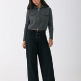 Ivy Neck Cardigan - Grey