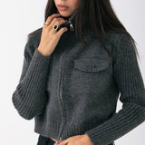 Ivy Neck Cardigan - Grey