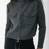 Ivy Neck Cardigan - Grey