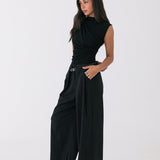 Draped Asymmetric Tank - Black