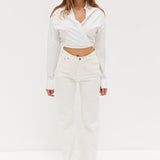Crop Tie Shirt - White