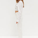 Crop Tie Shirt - White