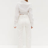 Crop Tie Shirt - White