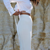 Crop Tie Shirt - White