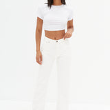 Side Ruche Crop - White