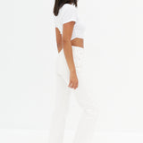Side Ruche Crop - White