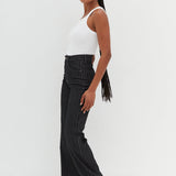 High Waist Flare Leg Jeans - Iggy Stripe