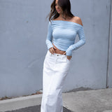 Bella Ruche off The Shoulder Top - Blue