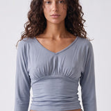 Ryana Top Dusty Blue - close up 1 view