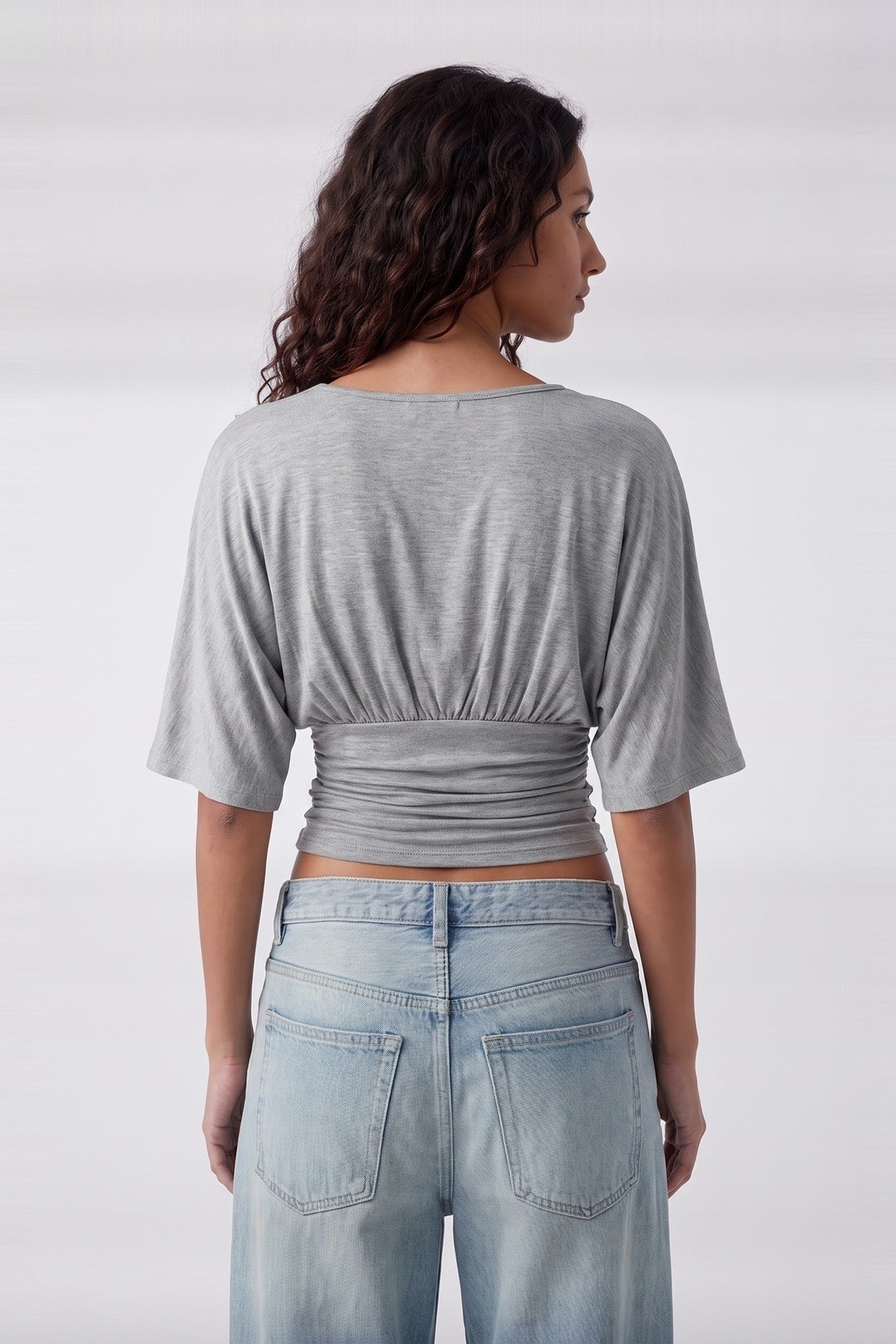 Sienna Top Grey Marle - close up 2 view