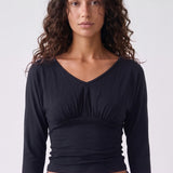 Ryana Top Black - close up 1 view