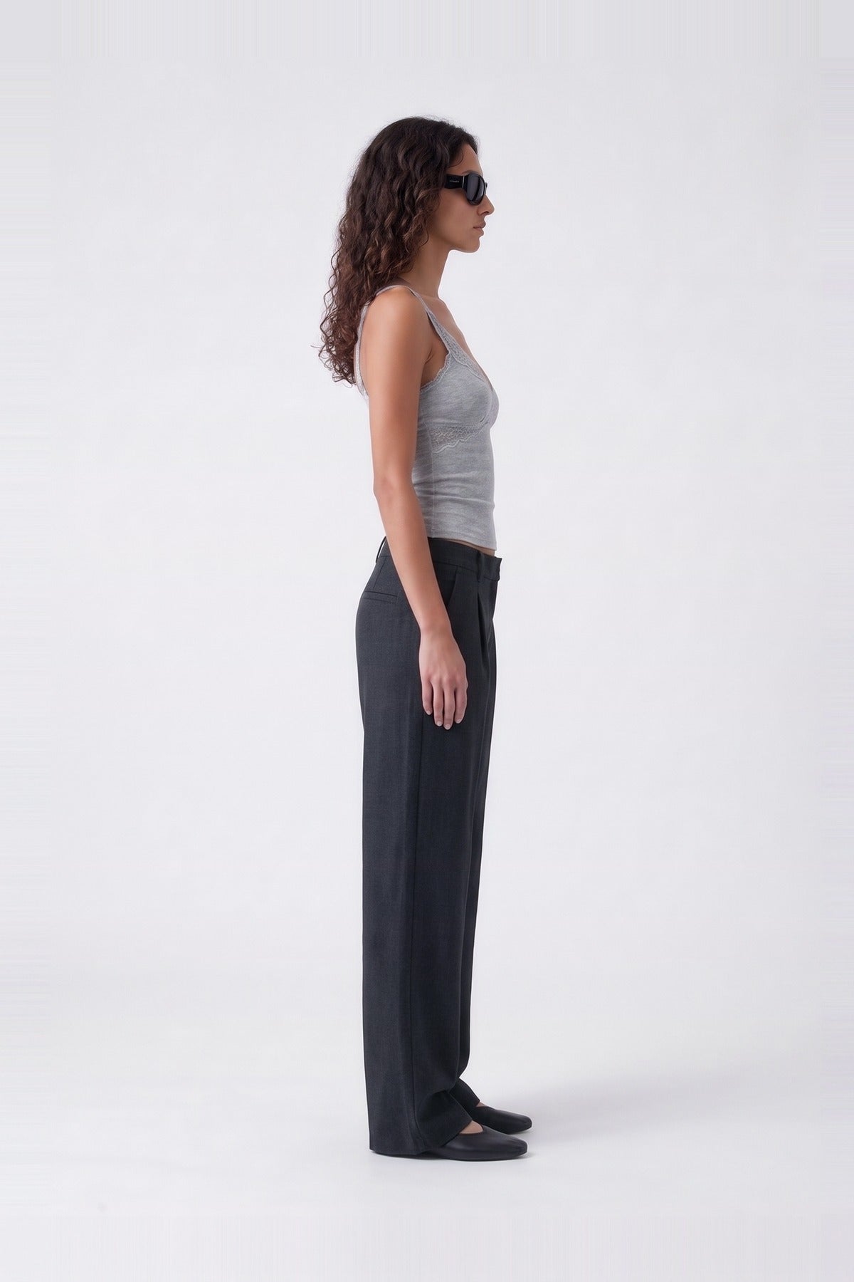 Leyla Lace Cami Grey Marle - side view