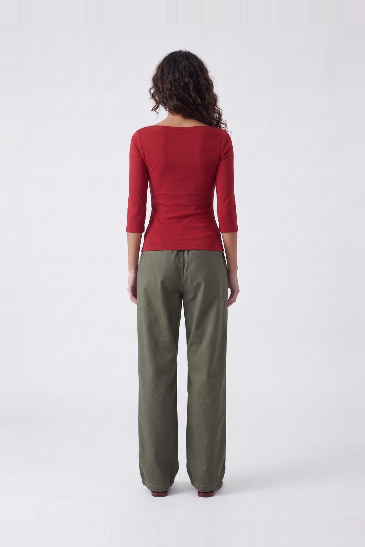 Elle Boat Neck Top Red - back view