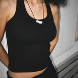 Pebble Necklace - Silver / Black