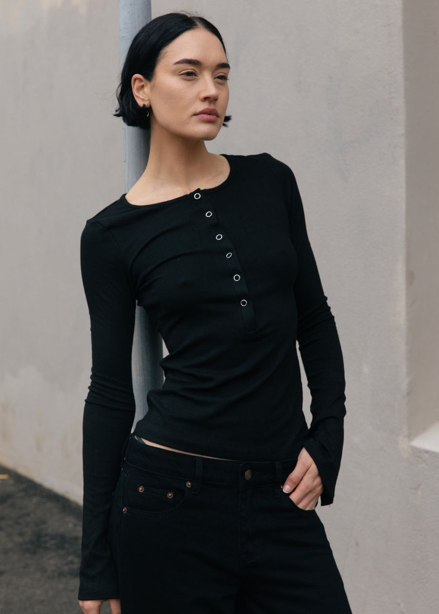 Isobel Long Sleeve Top - Black