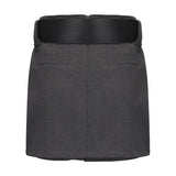Elsa Belted Mini Skirt - Grey