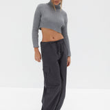 Chunky Knit Crop Skivvy - Grey