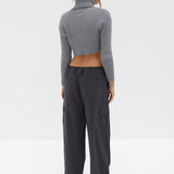 Chunky Knit Crop Skivvy - Grey