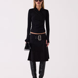 Juno Wrap Top in Black – styled view