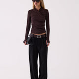 Delphine Pleated Trouser in Black – front view
