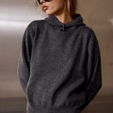 Frankie Hooded Knit in Charcoal – styled view