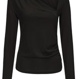 Asymmetrical Neck Top - Black