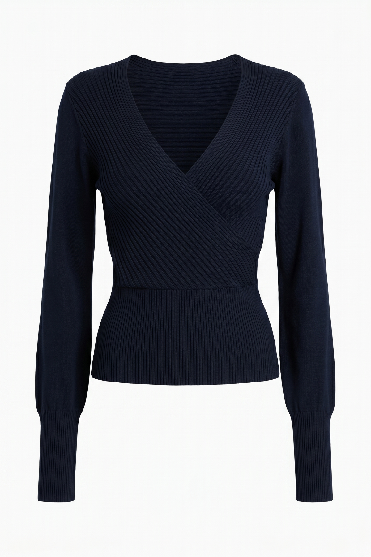 Nova black ribbed knit top, product flat lay