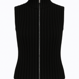 Riley Knit Zip Vest - Black