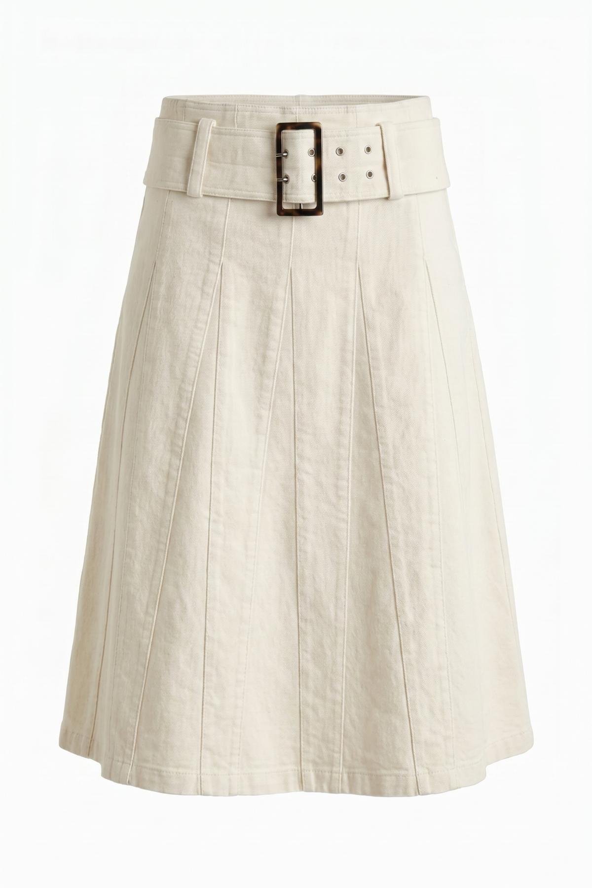 Ryan ivory pleated midi skirt, product flat lay
