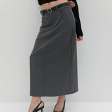 Mia Belt Skirt - Grey