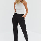 Front Split Trouser Pants - Black