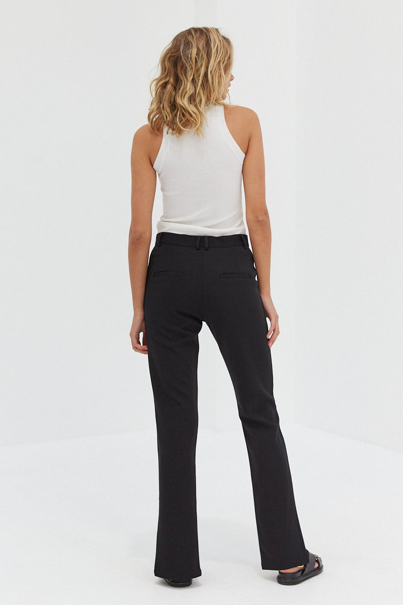 Front Split Trouser Pants - Black