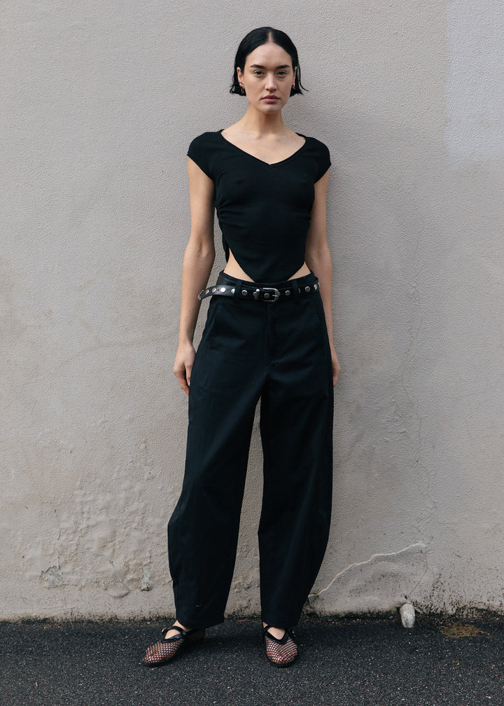 Barrel Leg Trousers - Black