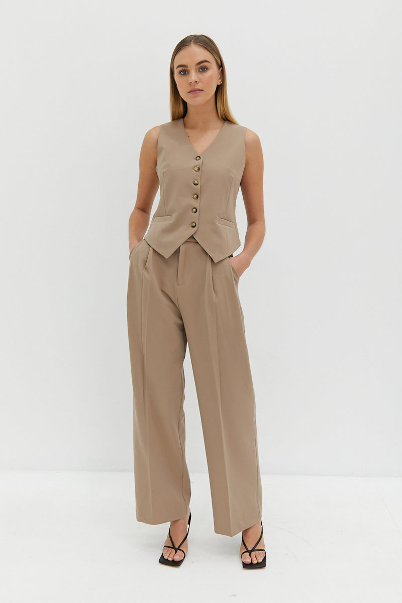 Alfie Trouser Pants - Tan