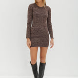 Backless Mini Dress - Brown Melange