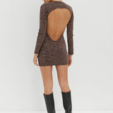 Backless Mini Dress - Brown Melange