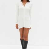 Collared Shirt Dress - White