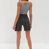 3/4 Frayed Denim Shorts - Vintage Black