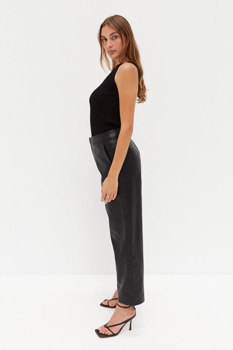 Faux Leather Pants - Black