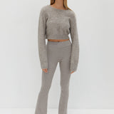 Wool Fitted Knit Pants - Light Grey
