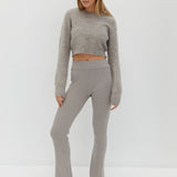Wool Fitted Knit Pants - Light Grey