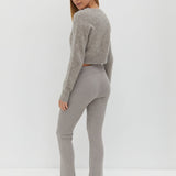 Wool Fitted Knit Pants - Light Grey
